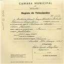Registo de velocípede de marca Oscar, com o nº 1469, em nome de António Casulo Magalhães, morador em Penedo.