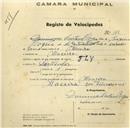 Registo de velocípede de marca Fly, com o nº 178, em nome de Domingos Caetano Roque, morador em Maceira.