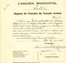 Registo de um veiculo de duas rodas tirado por um animal de espécie asinina destinado a transporte de mercadorias em nome de Francisco Nobre de Carvalho, morador na Quinta do Vale.