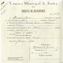 Registo de velocípede de marca Flecha, com o nº 4972, em nome de Horácio de Jesus, morador em Cacém.