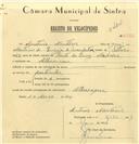 Registo de velocípede com o nº 6923, em nome de António Martins, morador em Albarraque.