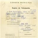 Registo de velocípede de marca Raleigh, com o nº 3189, em nome de Carlos Manuel Ribeiro Cabral, morador em Hotel Neto, Sintra.