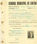 Registo de matricula de cocheiro profissional em nome de Francisco da Costa, morador em Queluz, com o nº de inscrição 926.