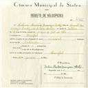 Registo de velocípede de marca Nacional, com o nº 4966, em nome de António Martins Domingos Cortez, morador em Mucifal.