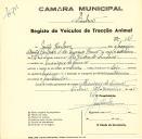 Registo de um veiculo de duas rodas tirado por dois animais de espécie bovina destinado a transporte de mercadorias em nome de João Gaspar, morador em Manique de Cima.