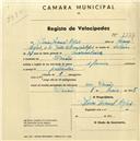 Registo de velocípede com o nº 1777, em nome de Isaías Manuel Lopes, morador em Paiões.