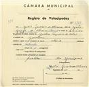 Registo de velocípede de marca Standard,  com o nº 3372, em nome de Júlio Gouveia de Oliveira, morador em Agualva.