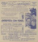 Programa do filme comédia "Entrevista com Venus" com a participação de David Niven e Glynis Johns.