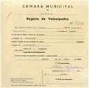 Registo de velocípede com o nº 4754, em nome de Casimiro Ferreira França, morador em Almoçageme.