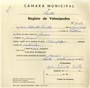 Registo de velocípede de marca Olympique, com o nº 3482, em nome de João Silvestre Coelho, morador em Janas.