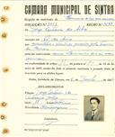 Registo de matricula de carroceiro de 2 ou mais animais em nome de Jorge António da Silva, morador em Pé da Serra, com o nº de inscrição 1953.