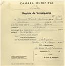 Registo de velocípede de marca Aprilia, com o nº 1311, em nome de Manuel Cristovão, morador em Fação d'Além.