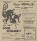 Programa do filme "Foge Comigo!" com a participação de Clifton Webb, Anne Francis, Charles Bickford e William Lundigan. 