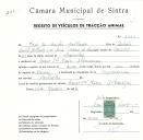 Registo de um veiculo de duas rodas tirado por um animal de espécie asinina destinado a transporte de mercadorias em nome de José de Castro Galhardo, morador no Casal de Santa Maria, Albarraque.