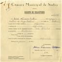 Registo de velocípede de marca Cycles Pombal, com o nº 6186, em nome de Mário Francisco Caetano, morador em Algueirão.