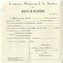 Registo de velocípede de marca Helios, com o nº 4931, em nome de António Duarte Poças, morador em Mercês.