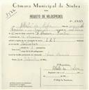 Registo de velocípede de marca L.R.S., com o nº 5447, em nome de Alberto da Silva, morador em D. Maria.