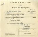 Registo de velocípede com o nº 3149, em nome de Jaime dos Santos Ferreira, morador em Várzea de Sintra.