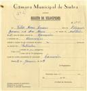 Registo de velocípede com o nº 6781, em nome de Vítor Maria Serrano, morador em Camarões.