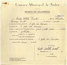 Registo de velocípede de marca Gorik com motor Sachs, com o nº 9829, em nome de Carlos Batista Duarte, morador em S. João das Lampas.
