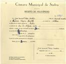 Registo de velocípede de marca Davi, com o nº 9731, em nome de José Manuel Filipe Martins, morador em Sintra.