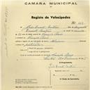 Registo de velocípede de marca Alcyon, com o nº 627, em nome de João Duarte Matias, morador em Campo Raso.