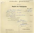 Registo de velocípede com o nº 752, em nome de José Martins Pedroso, morador em Banzão.