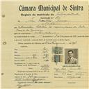Registo de matricula de velocipedista em nome de José Martins Júnior, morador em Nafarros, com o nº de inscrição 714.
