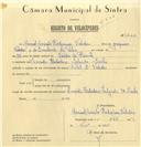 Registo de velocípede de marca Artur & Valadas, com o nº 7633, em nome de Manuel Aniceto Rodrigues Valadas, morador em Av. Heliodoro Salgado, Sintra.
