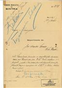 Construção de moradia na Terrugem em nome de José Mendes Correia, com o Processo nº OB 238/1921, com a licença de construção nº 253 de 15/11/1921.