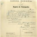 Registo de velocípede de marca LRS, com o nº 315, em nome de António José Justino, morador em S. João das Lampas.