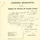 Registo de um veiculo de quatro rodas tirado por um animal de espécie cavalar destinado a transporte de mercadorias em nome de António Francisco de carvalho e Silva, morador em Sintra, São Martinho.