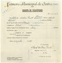 Registo de velocípede de marca Aviz, com o nº 5307, em nome de Alfredo António Duarte , morador em Odrinhas.