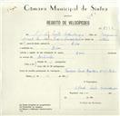 Registo de velocípede de marca Raio, com o nº 8396, em nome de Alfredo Melo Mendonça, morador em Belas.