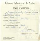 Registo de velocípede de marca Nacional, com o nº 8364, em nome de Fernando Rosa da Cruz Rato, morador em Penedo.