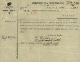 Ofício do Tenente Coronel do Distrito de Recrutamento e Reserva nº 1, João de Passos Pereira de Castro Júnior, ao Administrador do Concelho de Sintra, referente ao bilhete de identidade e cédula militar do territorial Francisco Nunes.           
