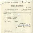 Registo de velocípede de marca Ligia, com o nº 5170, em nome de Alberto da Soledade Brancana, morador em Sintra.