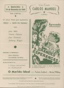 Programa do filme "Grandes Esperanças" com a participação de John Mills, Valerie Hobson, Jean Simmons e Anthony Wager.