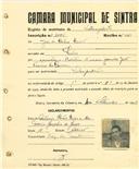 Registo de matricula de velocipedista em nome de João de Castro Dias, morador em Sintra, com o nº de inscrição 2085.