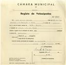 Registo de velocípede de marca BSA, com o nº 3381, em nome de João António Martins, morador em Rua Sotto Mayor, Sintra.