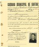 Registo de matricula de cocheiro profissional em nome de Marcelino Correia Moscatel, morador em Almoçageme, com o nº de inscrição 867.