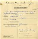 Registo de velocípede de marca Império, com o nº 7856, em nome de José Manuel de Jesus Henriques, morador em Albarraque.