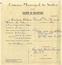 Registo de velocípede de marca Citifix, com o nº 6344, em nome de Humberto Medeiros Ferreira da Costa, morador em Linhó.