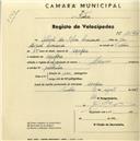 Registo de velocípede com o nº 2154, em nome de Alberto da Silva Leonardo, morador em Assafora.
