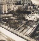 Vista parcial da vila de Sintra com o palácio Nacional de Sintra e hortas nas traseiras do edifício do Hospital.