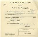 Registo de velocípede de marca L.R.S., com o nº 3355, em nome de Amélia Domingos Marcos, moradora em Cabrela.