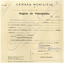 Registo de velocípede de marca Cuciolo Ducati com motor, com o nº 4865, em nome de Miguel da Silva, morador em Belas.