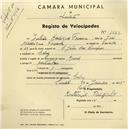 Registo de velocípede de marca Record, com o nº 1873, em nome de Julião Henrique Fonseca, morador em Cabriz.