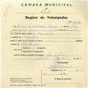 Registo de velocípede com o nº 4075, em nome de Luís de Oliveira Nunes, morador em Assafora.