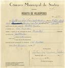 Registo de velocípede de marca Oriental, com o nº 6883, em nome de António José Trindade Cardoso, morador em São Marcos.